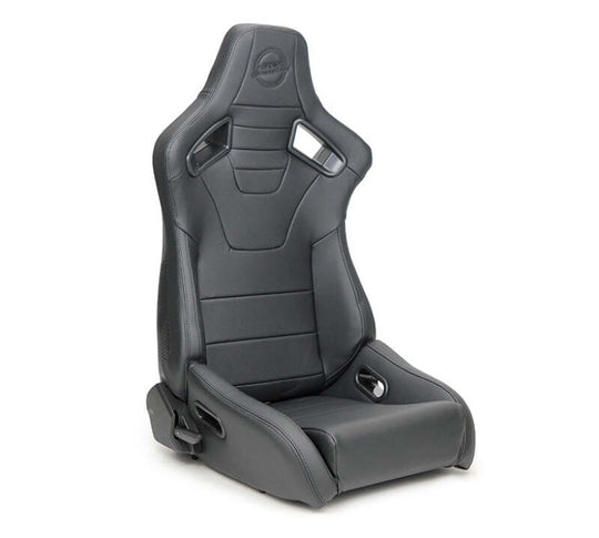 NRG Omega Reclinable Racing Seat (Pair) Black with Black Carbon Vinyl Back - RSC-750BK/BK L/R