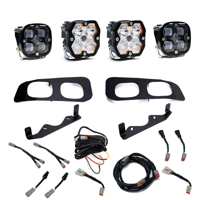 Baja Designs 23-25 Ford Super Duty Squadron Sport/SAE 2.0 Dual Fog Pocket Kit (Diving/Combo) - Clear - 440031