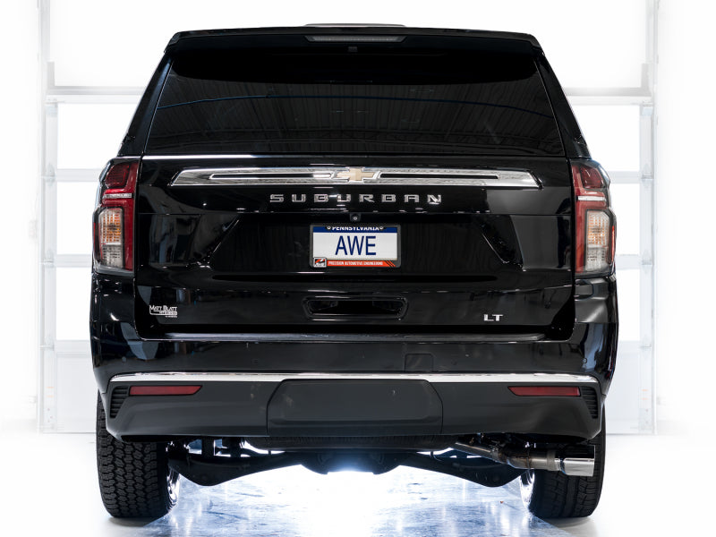 AWE Tuning 2021+ GMC Tahoe/Yukon 5.3L 0FG Side Exit Catback Exhaust - Chrome Silver Tips - 3015-32007
