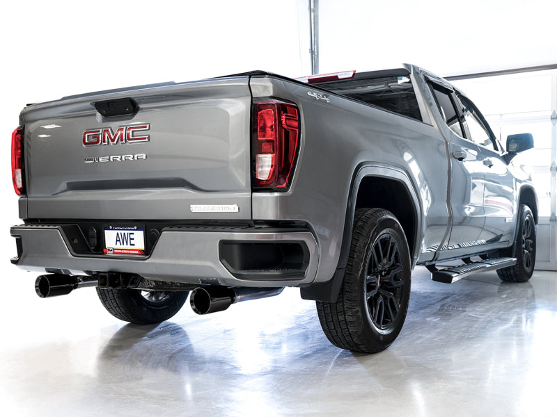 AWE Tuning 4th Gen GM 1500 5.3L 0FG Cat-Back Split Rear Exit (Flat Bumper) - Dual Diamond Tips - 3015-33206