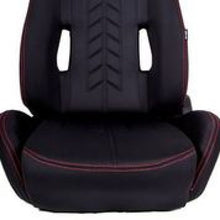 Load image into Gallery viewer, NRG Sport Seats (Pair) Cloth w/NRG Logo &amp; NRG Arrow Cushion Imprint - Black w/Red Stitch - RSC-800L/R