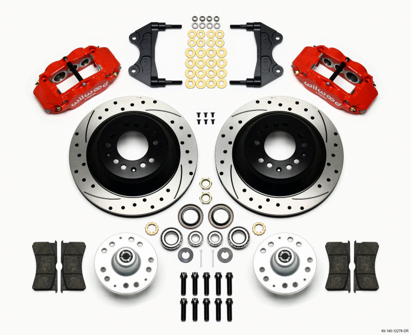 Wilwood Narrow Superlite 6R Front Hub & 1PC Rtr Kit 12.88in Drilled -Red WWE ProSpindle - 140-12276-DR