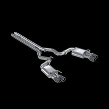 Load image into Gallery viewer, MBRP 18-20 Ford Mustang GT 5.0 w/ Quad Tip Active Exhaust Cat Back Split Rear T304 w/ Carb Fib Tips - S72093CF