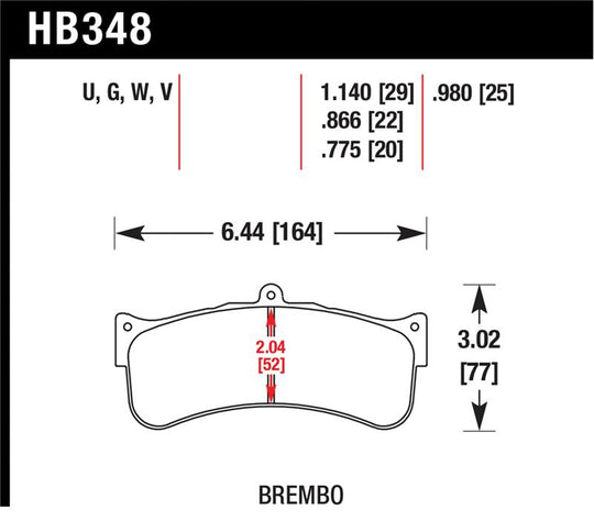 Hawk Motorsports Performance 0.98in Pad Thickness DTC-70 Race Brake Pads - HB348U.980