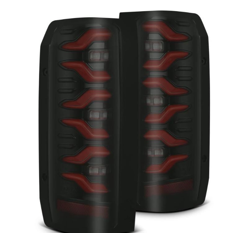 AlphaRex 87-96 Ford Bronco/F-150 Luxx-Series LED Tail Lights - Black Red - 658007