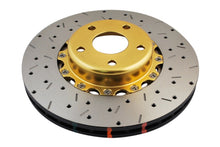 Load image into Gallery viewer, DBA 02-10 WRX / 13+ FR-S / 13+ BRZ Premium Front Drilled &amp; Slotted 5000 Series Rotor w/ Gold Hat - DBA5010GLDXS