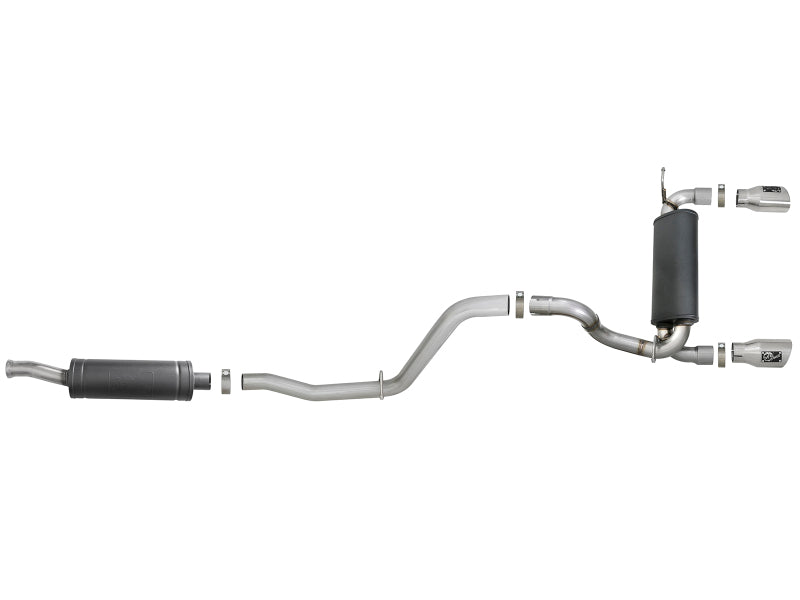 aFe Rebel Series 2.5in 304 SS Cat-Back Exhaust w/ Polished Tips 2018+ Jeep Wrangler (JL) V6 3.6L - 49-38066-P