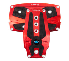Load image into Gallery viewer, NRG Brushed Aluminum Sport Pedal A/T - Red w/Black Rubber Inserts - PDL-250RD