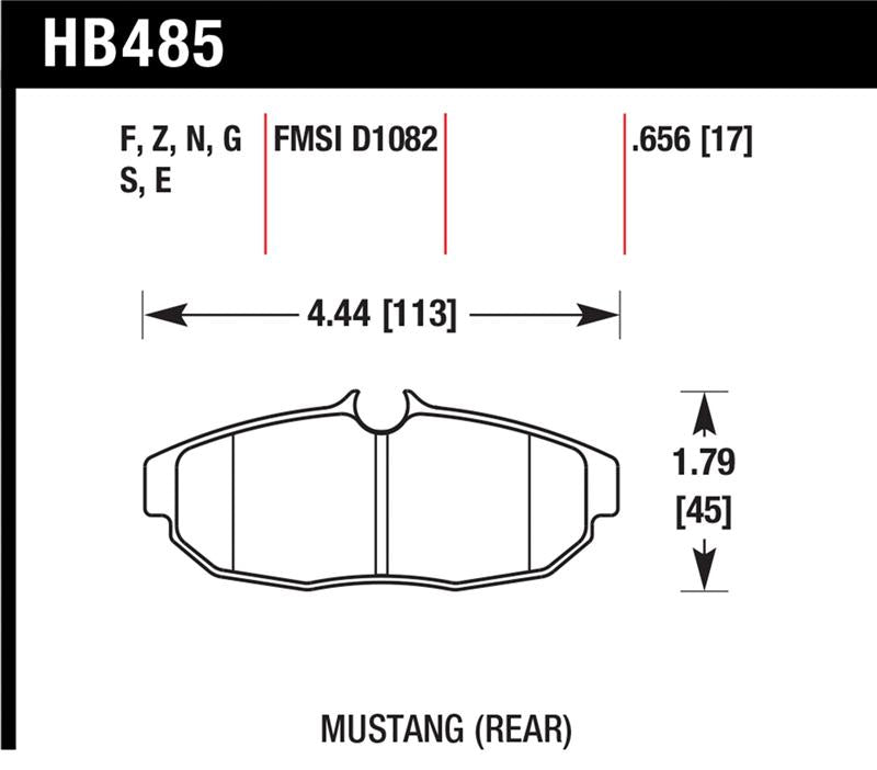 Hawk 05-07 Ford Mustang GT & V6 HP+ Street Rear Brake Pads - HB485N.656