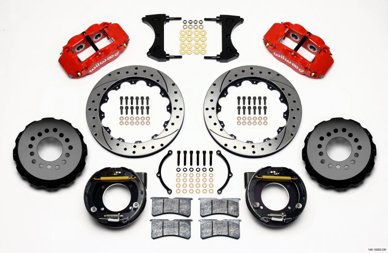Wilwood Narrow Superlite 4R Rear P-Brk Kit 12.88in Drilled Red Chevy C-10 2.42 Offset 5-lug - 140-10093-DR