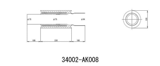 HKS UNIVERSAL EX H/M SUS 130-75 (MOQ: 8pcs) - 34002-AK008