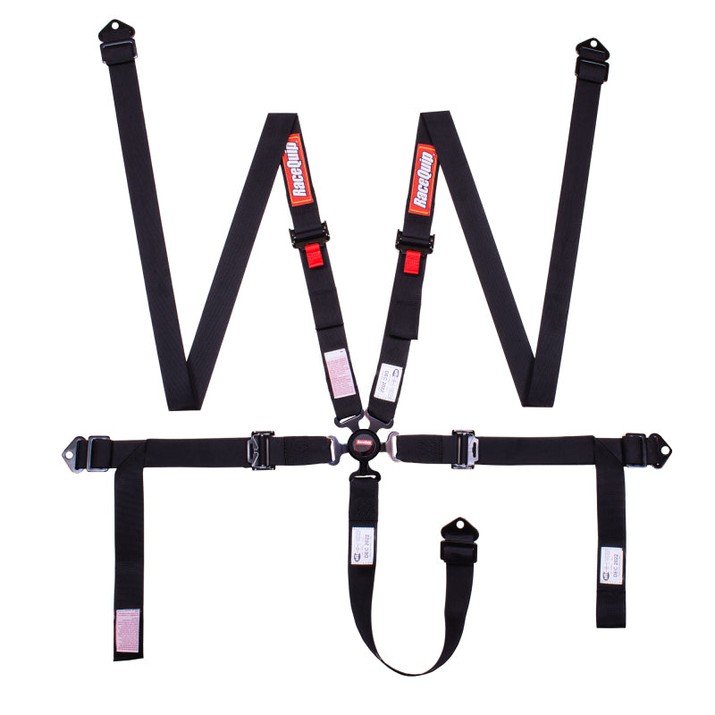 RaceQuip Camlock 5 Point 2In Auto Racing Harness Set / Pull-Down Lap / SFI 16.1 Seat Belt Set- Black - 841001RQP