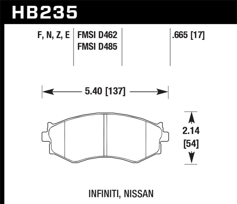 Hawk 91-96 Infiniti G20/ Nissan 240SX/ Sentra HPS Street Front Brake Pads - HB235F.665
