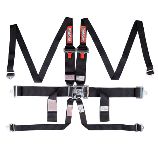 RaceQuip Black L & L 6pt HNR Seat Belt - 718008