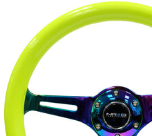 Load image into Gallery viewer, NRG Classic Wood Grain Steering Wheel (350mm) Neon Yellow Color w/Neochrome Spokes - ST-015MC-NYW