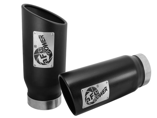 aFe MACH Force-Xp Universal Exhaust Tip 4 IN Inlet x 5 IN Outlet x 12 IN L- Black Tip - 49T40506-B12