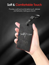 Load image into Gallery viewer, Alcantara Key Card Holder for Model 3/Y | Italian Material | Hook &amp; Keychain | White Stitching