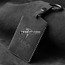 Load image into Gallery viewer, Alcantara Key Card Holder for Model 3/Y | Italian Material | Hook &amp; Keychain | White Stitching