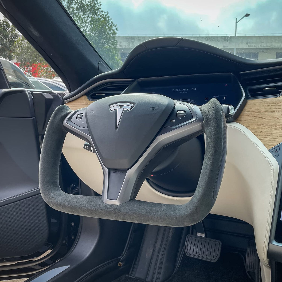 TESERY Custom Yoke Steering Wheel Replacement for Tesla Model X / S 2012-2020