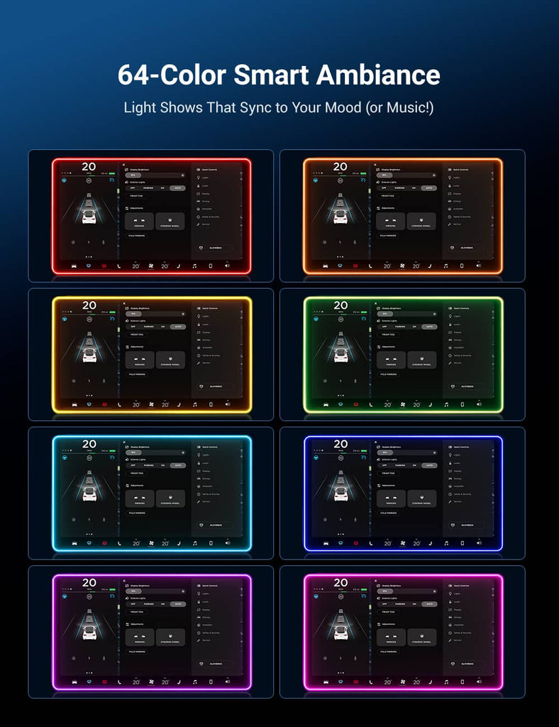 Model 3/Y Music-Synced RGB Ambient Lighting With Wireless Charging Phone Mount
