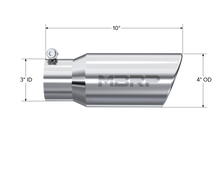 Load image into Gallery viewer, MBRP Universal Tip 4in OD 3in Inlet 10in Length Angled Rolled End T304 - T5155
