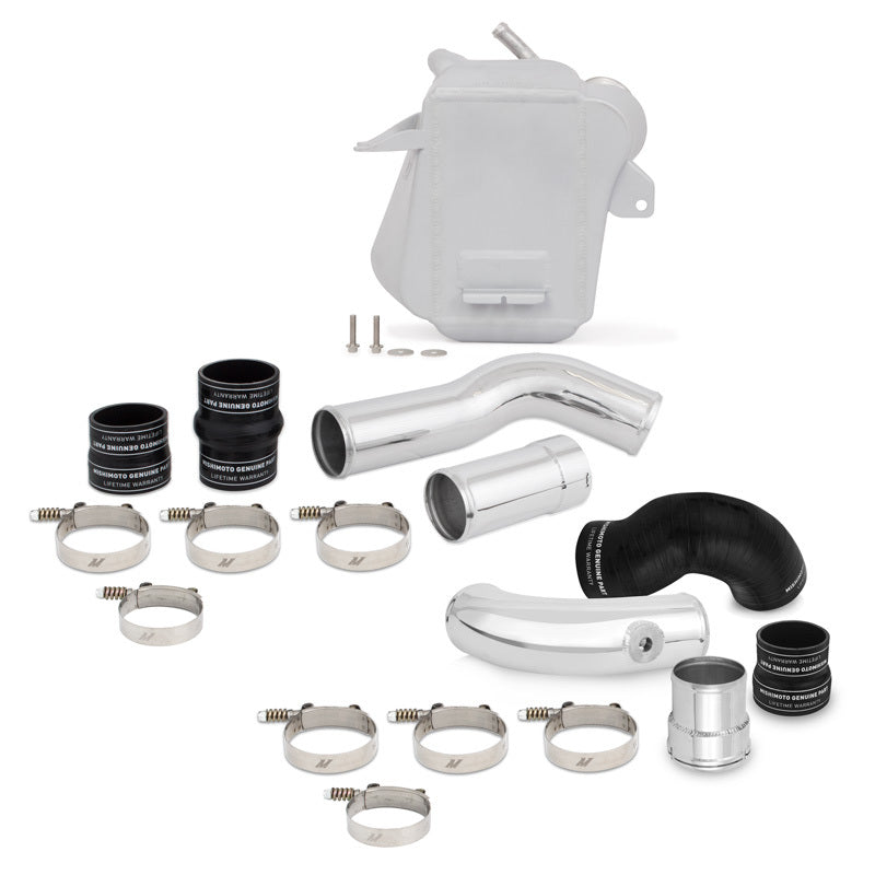 Mishimoto 11-16 Ford 6.7L Powerstroke Air-To-Water Intercooler Kit - Wrinkle Silver w/Polished Pipes - MMINT-F2D-11KSLP