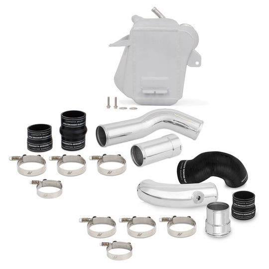 Mishimoto 11-16 Ford 6.7L Powerstroke Air-To-Water Intercooler Kit - Wrinkle Silver w/Polished Pipes - MMINT-F2D-11KSLP