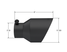 Load image into Gallery viewer, MBRP Universal 3in Hex Tip 5in Inlet 8in Length Dual Wall Exhaust Tip - Black Coated - T5187BLK