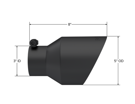 MBRP Universal 3in Hex Tip 5in Inlet 8in Length Dual Wall Exhaust Tip - Black Coated - T5187BLK