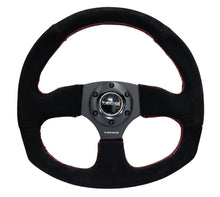 Load image into Gallery viewer, NRG Reinforced Steering Wheel (320mm Horizontal / 330mm Vertical) Suede w/Red Stitch - RST-009S-RS