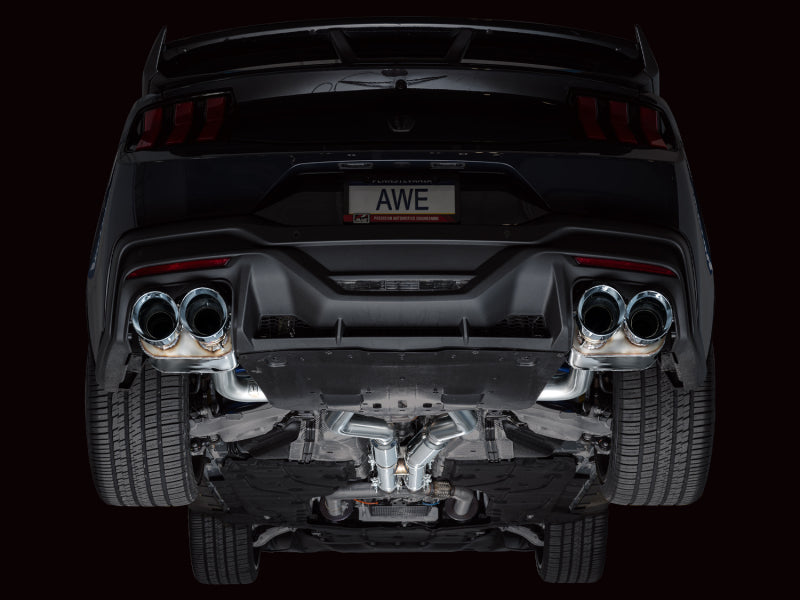 AWE 2024 Ford Mustang Dark Horse S650 RWD SwitchPath Cat-Back Exhaust w/ Quad Chrome Silver Tips - 3025-42375
