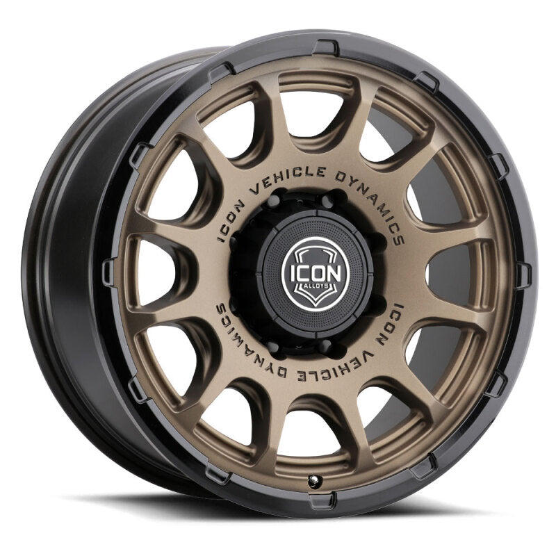 ICON Alloys Rancho 20x9 / 8x6.5 / 12mm / 5.5in BS Satin Bronze Wheel w/ Gloss Black Lip - 8420908055SBGB