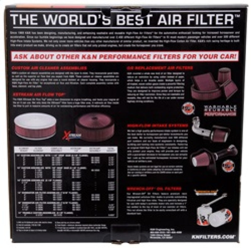 K&N X-Stream Top Filter X-Stream 5.125in Flange 14x3.12in Height 0.875in Drop Base - 66-3050