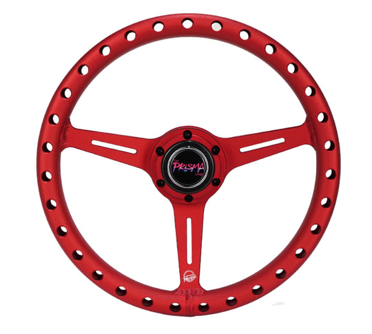 NRG Aluminum Light Weight Steering Wheel (330mm) Extra Light - Ergonomic Grip - Anadized Red - RST-072-RD
