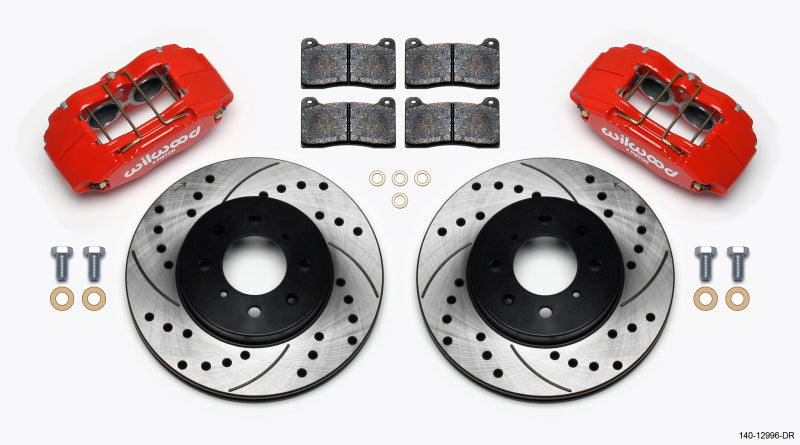 Wilwood DPHA Front Caliper & Rotor Kit Drill Red Honda / Acura w/ 262mm OE Rotor - 140-12996-DR
