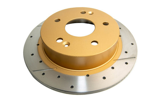 DBA 97-03 Honda Accord 3.0L Rear Drilled & Slotted Rotor (w/Gold Hat) - DBA489X