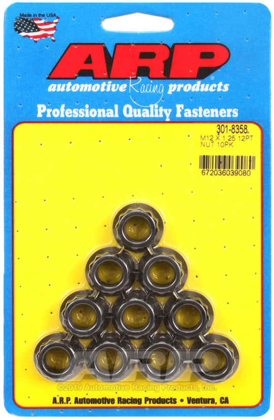 ARP M12 x 1.25 12-Point Nut Kit (Pack of 10) - 301-8358