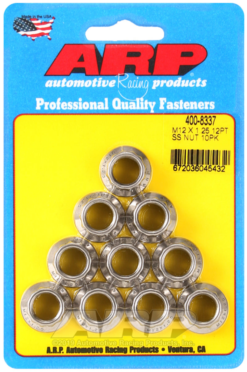 ARP M12 x 1.25 M14 WR 12pt Nut Kit - 10 Pack - 400-8337