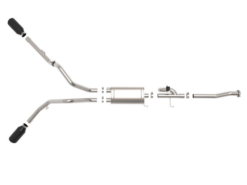 aFe Gemini XV 3in 304 SS Cat-Back Exhaust 15-20 Ford F-150 V6 2.7L/3.5 w/ Black Tips - 49-33123-B