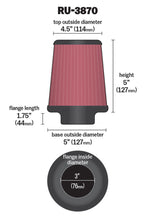 Load image into Gallery viewer, K&amp;N Universal Clamp-On Air Filter 3in FLG / 5in B / 4-1/2in T / 5in H - RU-3870