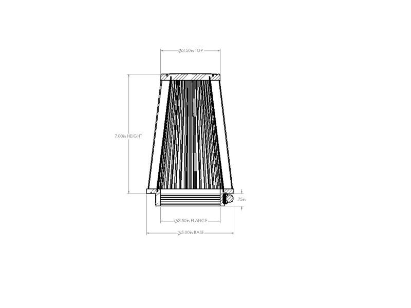 aFe POWER Universal Clamp-On Air Filter w/ D2 Dura-Dry Media - 3-1/2in F x 5in B x 3-1/2in T x 7in H - 21-35507V