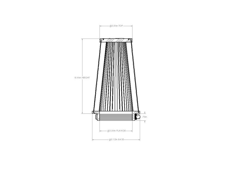 aFe POWER Universal Clamp-On Air Filter w/ D2 Dura-Dry Media - 3-1/2in F x 5in B x 3-1/2in T x 8in H - 21-35508V