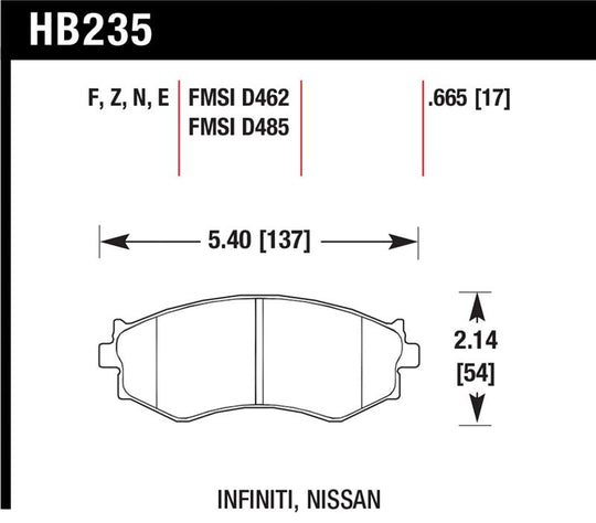 Hawk 91-96 Infiniti G20/ Nissan 240SX/ Sentra HPS Street Front Brake Pads - HB235F.665