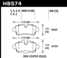 Load image into Gallery viewer, Hawk 07+ Mini Cooper Performance Ceramic Street Rear Brake Pads - HB574Z.636