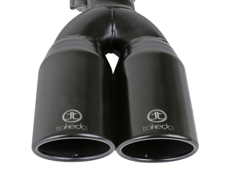 aFe Takeda 304 Stainless Steel Clamp-on Exhaust Tip Black 2-1/2ininlet x 3-1/2in Outlet X 12in L - 49T25374-B121