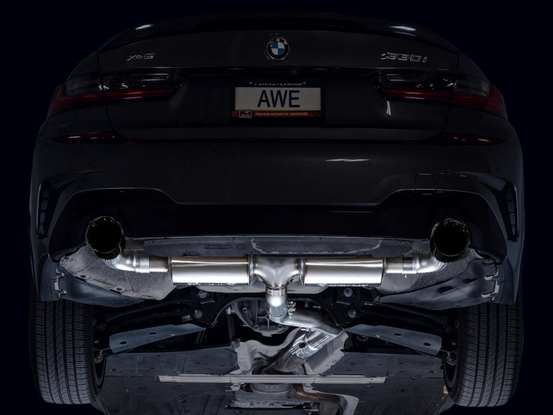 AWE 19-23 BMW 330i / 21-23 BMW 430i Base G2X Touring (Excl. Conv) Axle-Back Exhaust - Diamond Black - 3015-33429