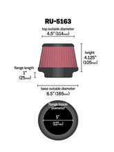 Load image into Gallery viewer, K&amp;N Universal Rubber Filter 5in Flange ID x 6.5in Base OD x 4.5in Top OD x 4.125in Height - RU-5163