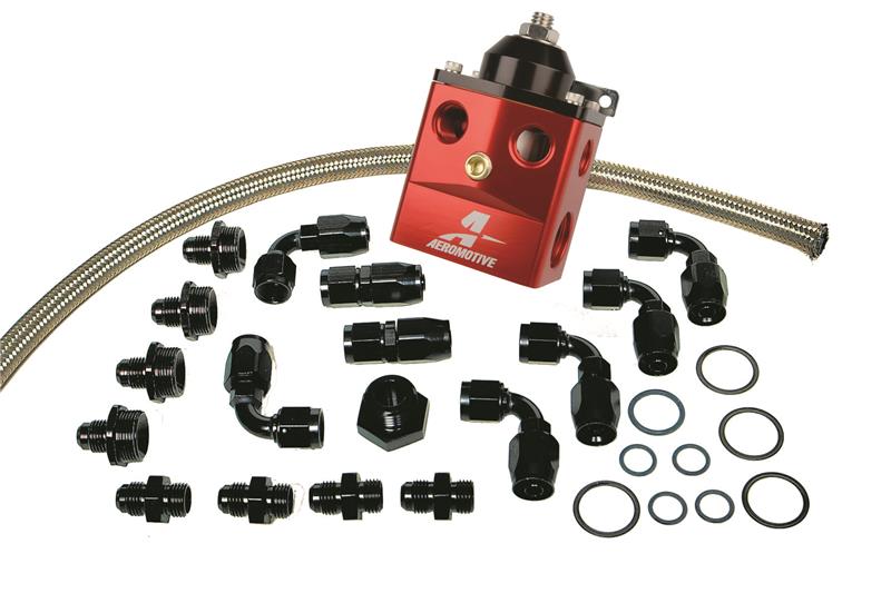 Aeromotive A4 Dual Carburetor Regulator (P/N 13203) Kit (Incl. Reg/Hose/Hose Ends/Fittings) - 17121