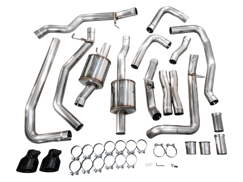 AWE Tuning 2025+ RAM 1500 RHO 3.0 I6 TT 0FG Dual Rear Exit Cat-Back Exhaust - Diamond Black Tips - 3015-33630