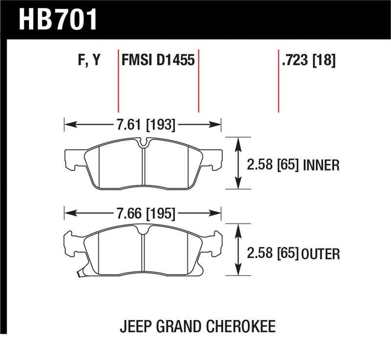 Hawk 11-12 Dodge Durango / 11-12 Jeep Grand Cherokee LTS Front Street Brake Pads - HB701Y.723
